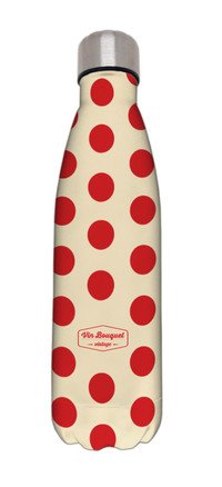 Drinkfles vacuüm 500ml Vintage red dots (warm en koud)