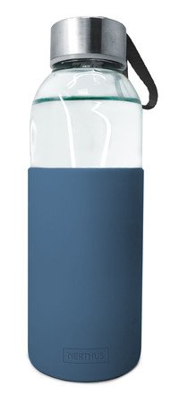 Drinkfles glas-silicone 400ml leisteen