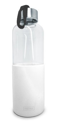 Drinkfles glas-silicone 600ml wit