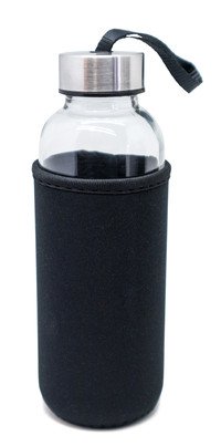 Drinkfles glas-neopreen zwart 400ml