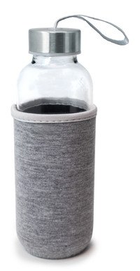 Drinkfles glas-neopreen grijs 400ml